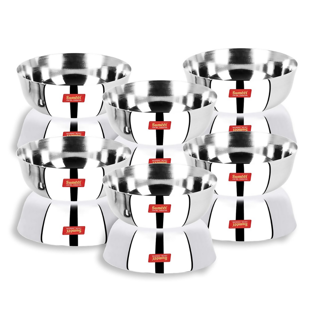 Sumeet Stainless Steel Heavy Gauge Solid Bowl Wati Set with Mirror Finish | Grocsy