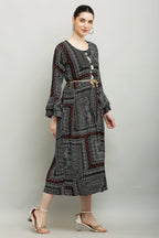 PAVONINE Black Color White Printed Kurta For Women | Grocsy