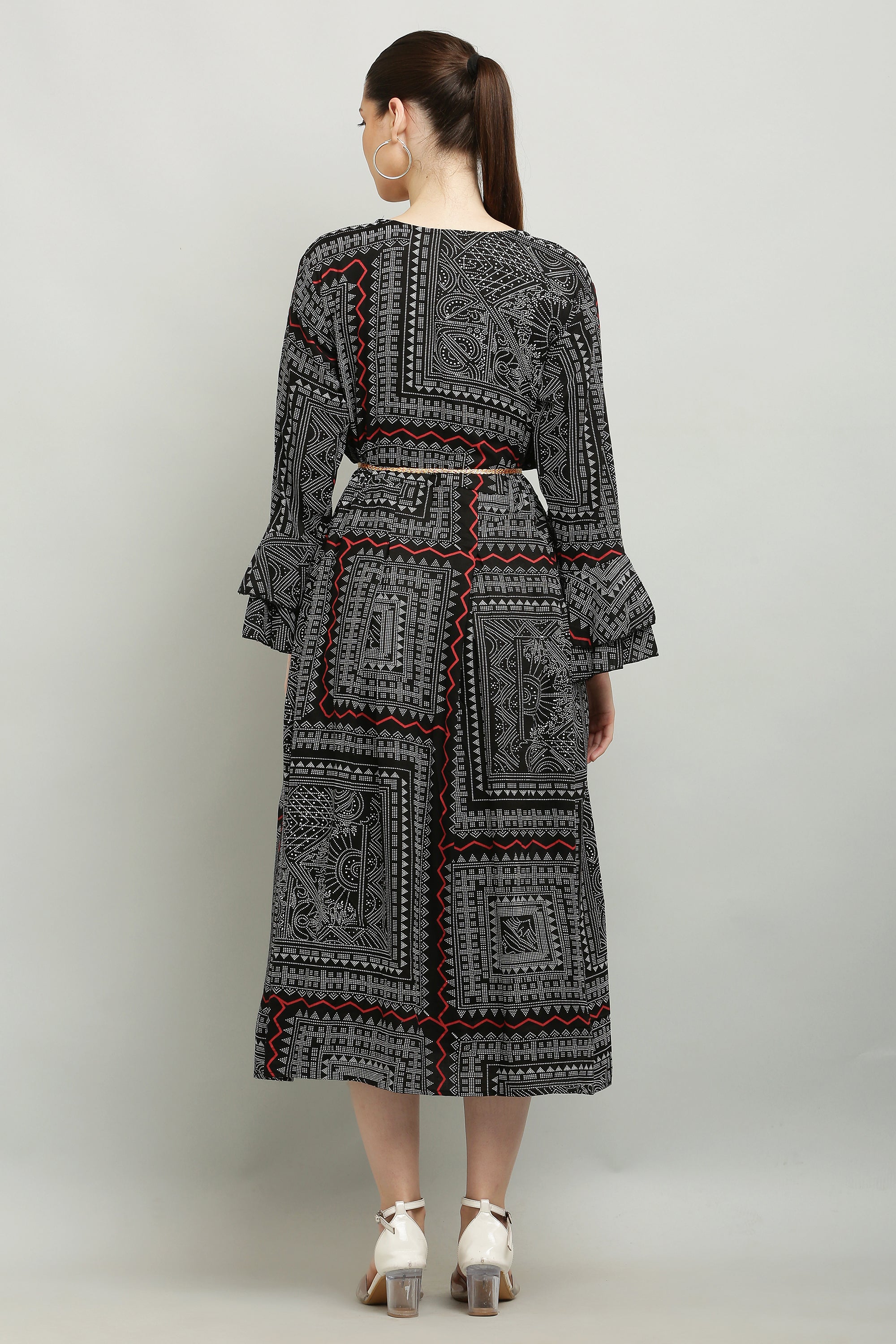 PAVONINE Black Color White Printed Kurta For Women | Grocsy