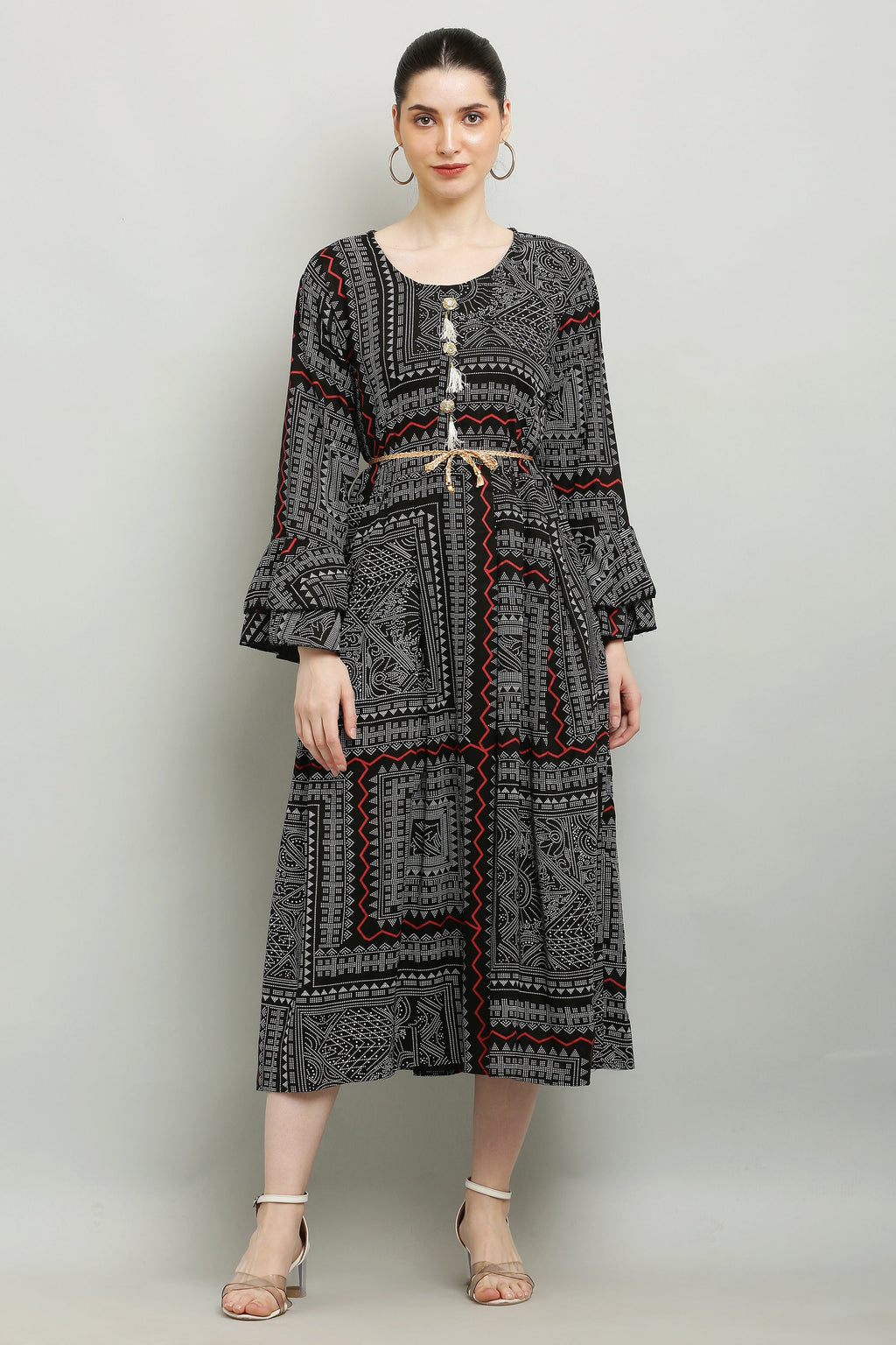 PAVONINE Black Color White Printed Kurta For Women | Grocsy