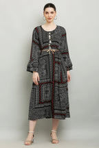 PAVONINE Black Color White Printed Kurta For Women | Grocsy