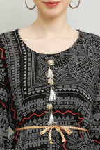 PAVONINE Black Color White Printed Kurta For Women | Grocsy