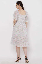 PAVONINE White Color Georgette Fabric Body Kansai Midi For Girls | Grocsy