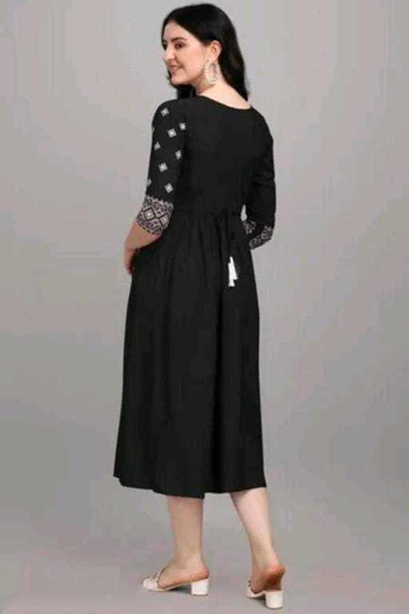 PAVONINE Black Color Burfi Design Embroidery Dress For Women | Grocsy