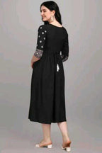 PAVONINE Black Color Burfi Design Embroidery Dress For Women | Grocsy