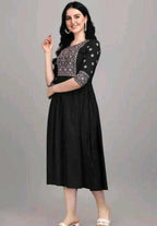 PAVONINE Black Color Burfi Design Embroidery Dress For Women | Grocsy