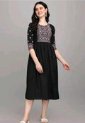 PAVONINE Black Color Burfi Design Embroidery Dress For Women | Grocsy