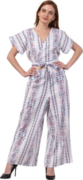 PAVONINE White Color Printed Crop Top And Flared Palazzo Set For Girls & Women | Grocsy