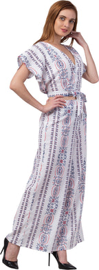 PAVONINE White Color Printed Crop Top And Flared Palazzo Set For Girls & Women | Grocsy