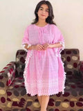 PAVONINE Pink Color Embroidery Kaftan Dress For Women | Grocsy