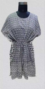 PAVONINE Grey Color Embroidery Kaftan Dress For Women | Grocsy