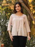 Juniper Women Nude Rayon Solid with Embroidered Tunic | Grocsy