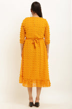 PAVONINE Buta-Design Mustard Dress For Girls & Women | Grocsy