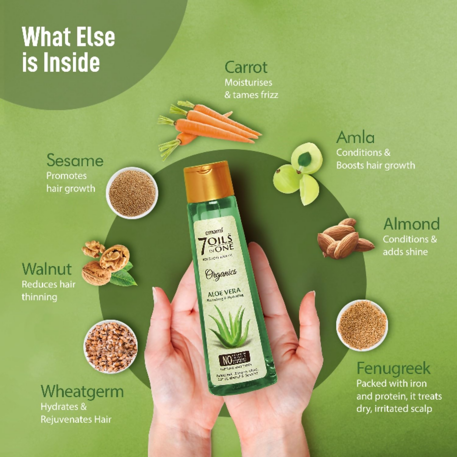 Emami 7 Oils In One Organics Aloe Vera Hair Oil | Grocsy