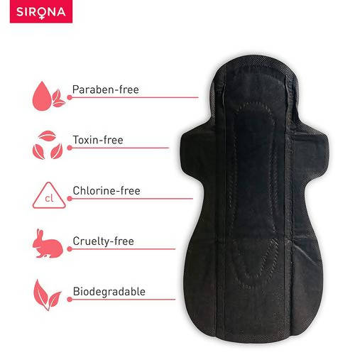 Sirona Biodegradable Black Sanitary Pads | Grocsy