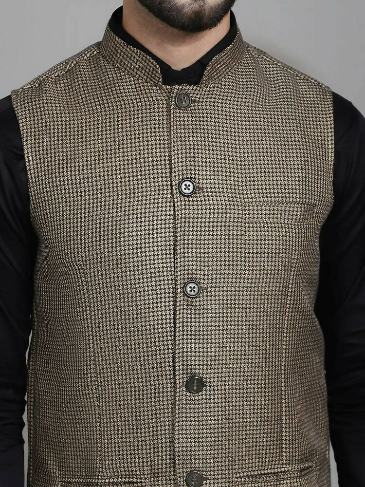 Even Apparels Nehru Jacket With Welt Pockets - Beige | Grocsy