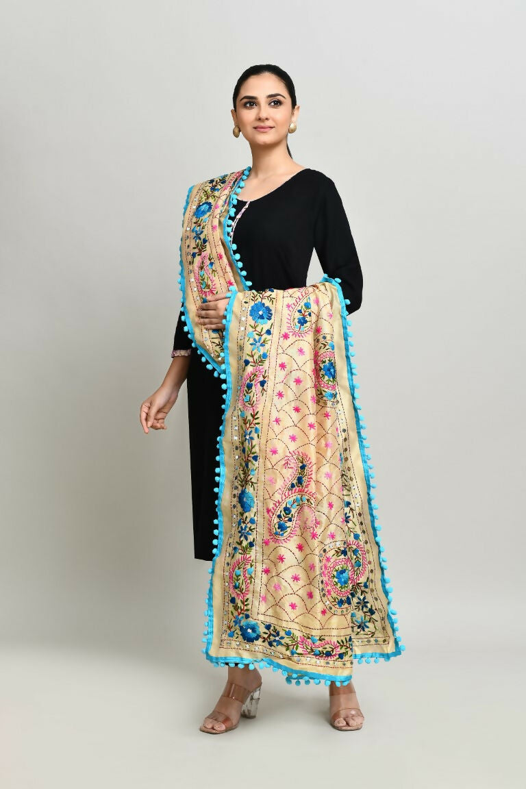Joban Fashion Multi Color Cotton Embroidery Work Phulkari Dupatta | Grocsy
