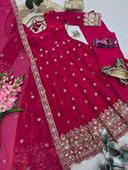Teeya Creation New Latest Trendy Elegant Rani Pink Festive Anarkali Suit for Women | Grocsy