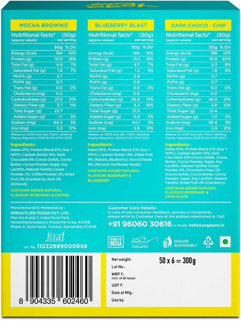 Yoga Bar Protein Variety Pack Protein Bars Protein Choco Peanut Butter Minis Bar | Grocsy