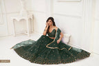 Aastha Fashion Dark Green Butterfly Net Tone To Tone Thread Work And Sandwich Sequence Work Embroidery Wedding Wear Lehenga Choli | Grocsy