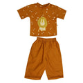 Mhyssa Oscar Half Sleeve Orange and Yellow T-shirt With Full Length Pant Set For Kids | Grocsy