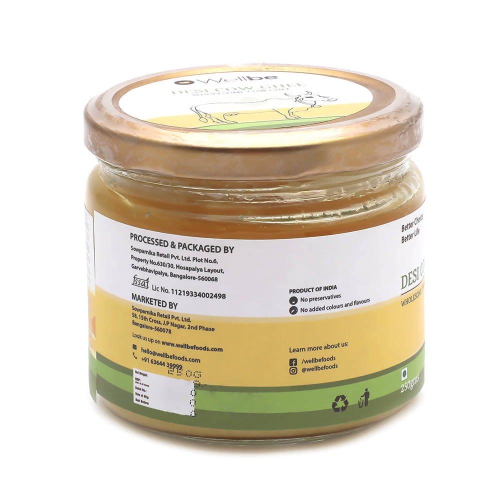 Wellbe Desi Cow Ghee | Indian Hallikar Cow Ghee | Pure A2 Ghee | Natural & Healthy | Better Choice - Better Life | Grocsy