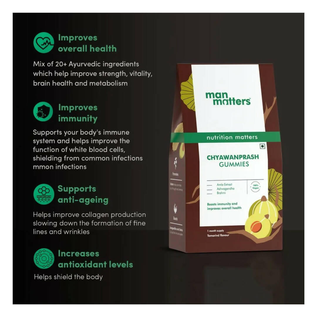 Man Matters Chyawanprash Gummies With Amla, Ashwagandha, Brahmi | Grocsy