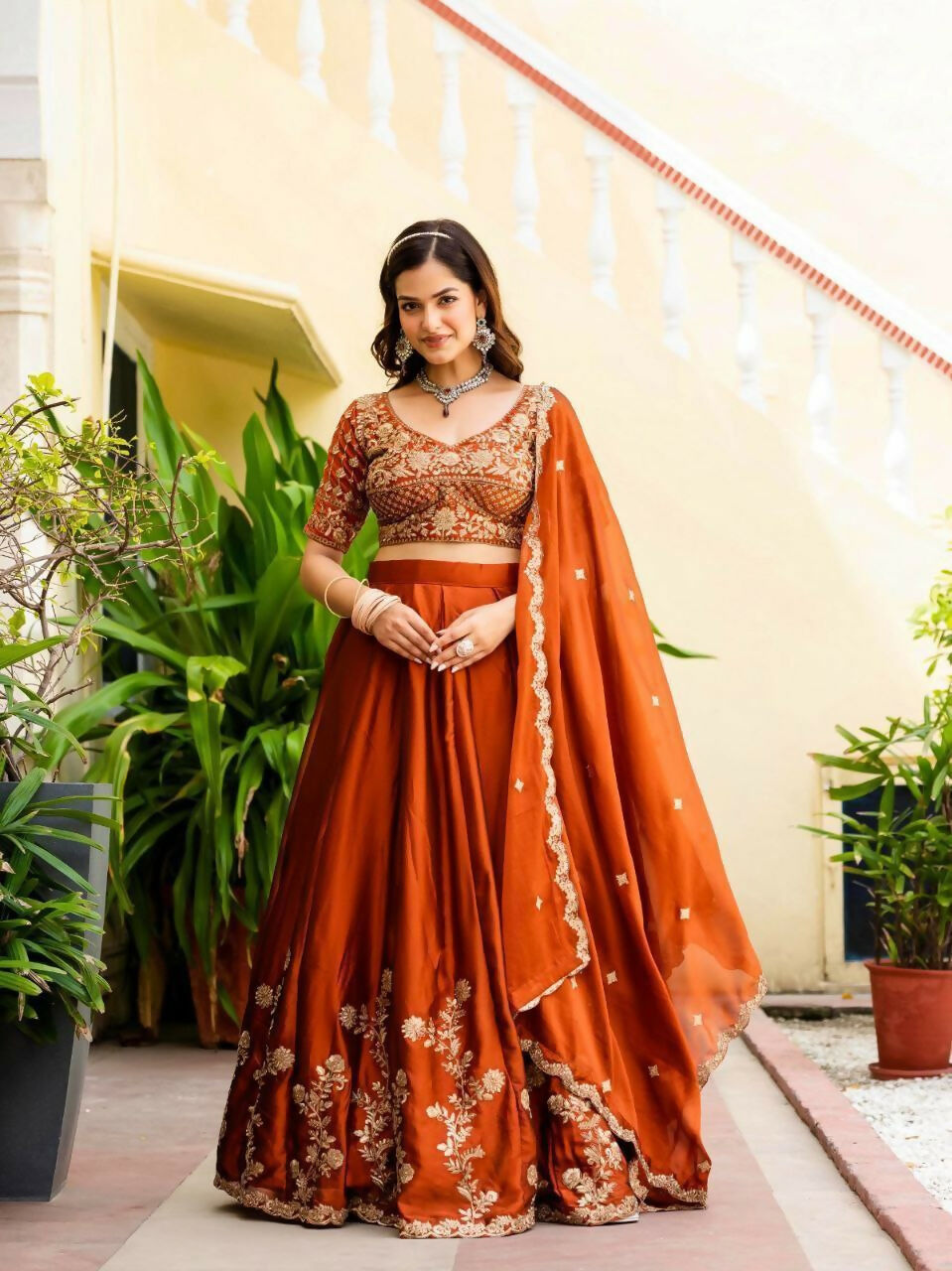 Lehenga Mart Designer Indian Wedding Lehenga Choli-Rusty | Grocsy