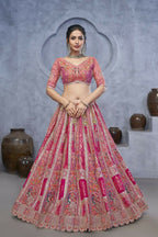 Kesar Fab Purple Organza Embroidered Lehenga | Grocsy