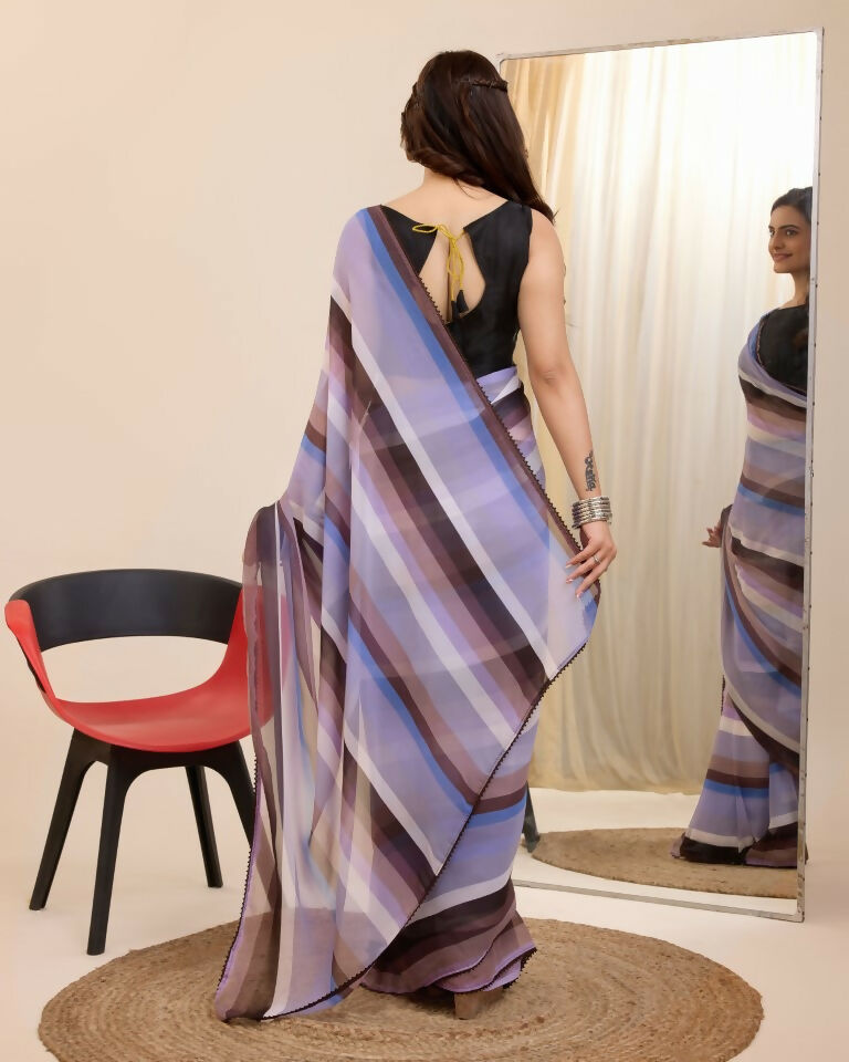 Multi Georgette Designer Printed Ready To Wear Saree - Ibiza | Grocsy