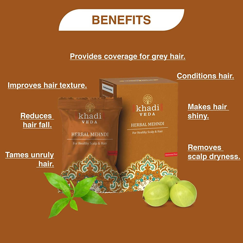 Khadi Veda Brown Herbal Mehndi For Healthy Scalp & Hair | Grocsy