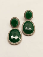 Smart Dangler With Rhino Stone Border Green Earrings For Women and Girls By House of Ree - Swadesiicart