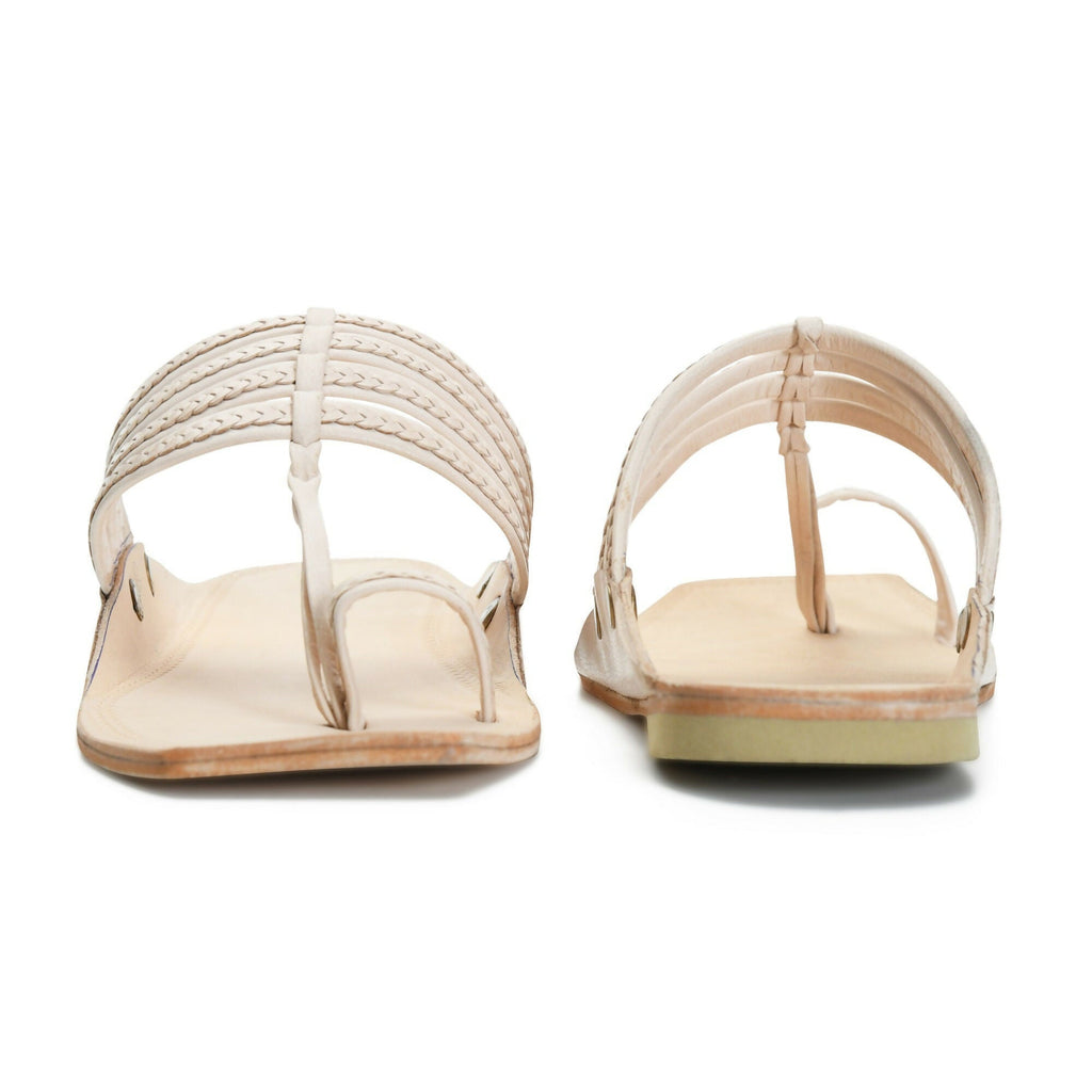 Stepsoft Men'S Off-White Kolhapuri Chappal | Handcrafted Ethnic Leather Wedding Footwear | Grocsy