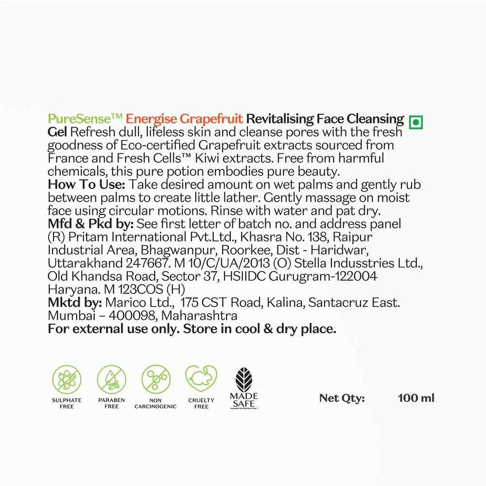 PureSense Energise Grapefruit Revitalising Face Cleansing Gel | Grocsy
