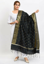 Mominos Fashion Moeza Women's Banarsi Silk Woven Design Black Dupatta | Grocsy