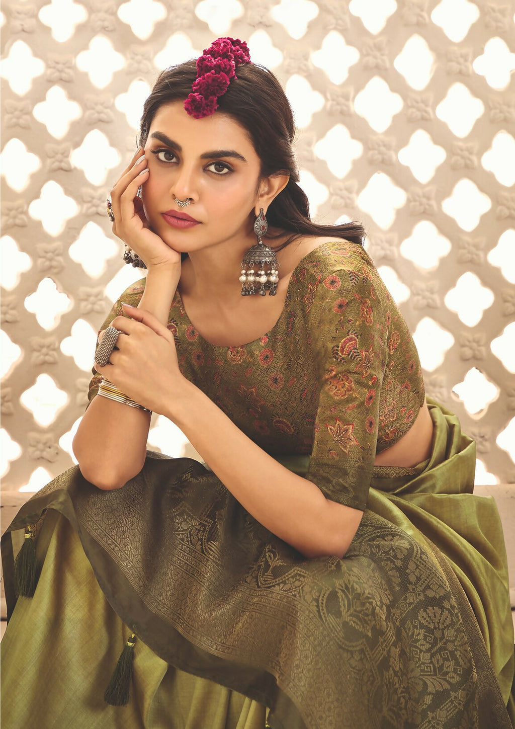 Joban Fashion Satin Silk With Zari Border Parrot Green Colored Designer Pallu Saree | Grocsy