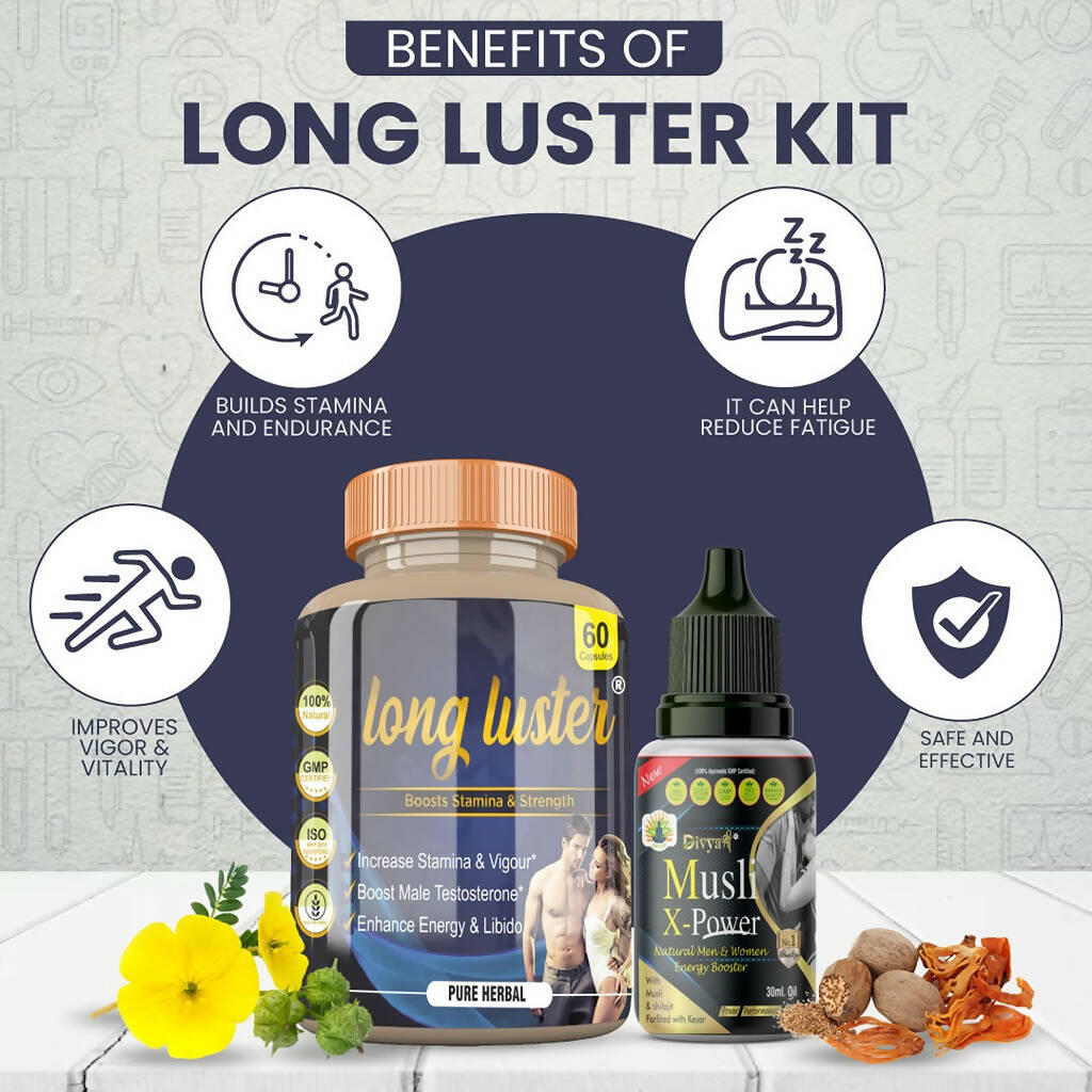 Divya Shree Long Luster Capsule & Musli X-Power Oil Combo | Grocsy