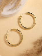 NVR Women's Gold-Polished Half Hoop Earrings | Grocsy