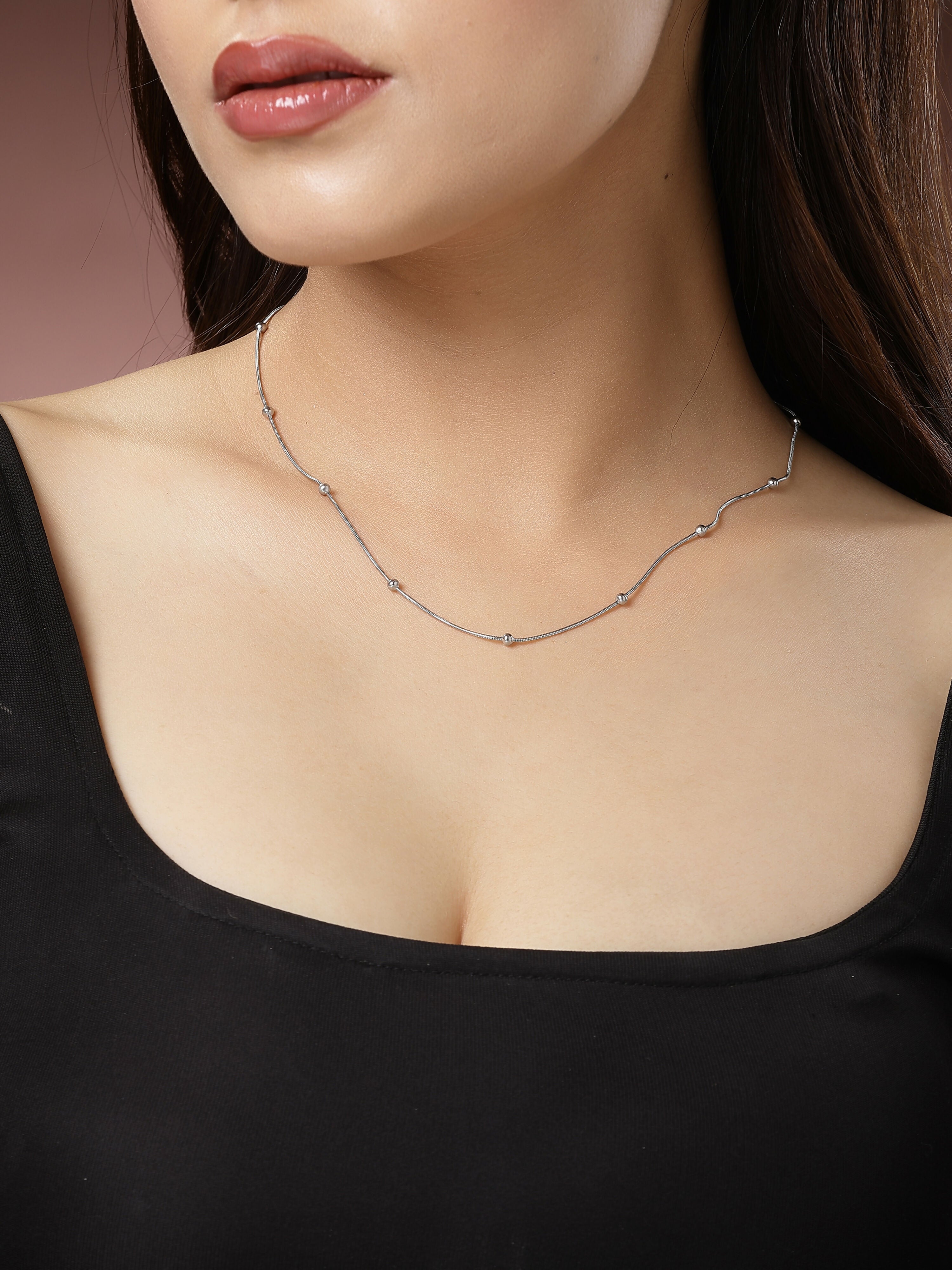 NVR Women's Set of 3 Silver-Toned German Silver Oxidised Chain | Grocsy