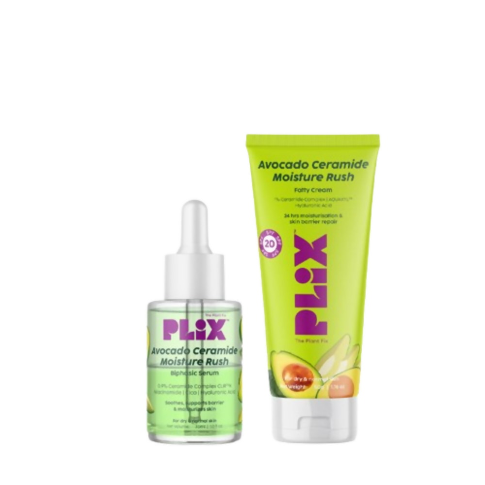 PLIX The Plant Fix Avocado Ceramide Moisture Rush Skincare Duo - Serum & Cream | Grocsy