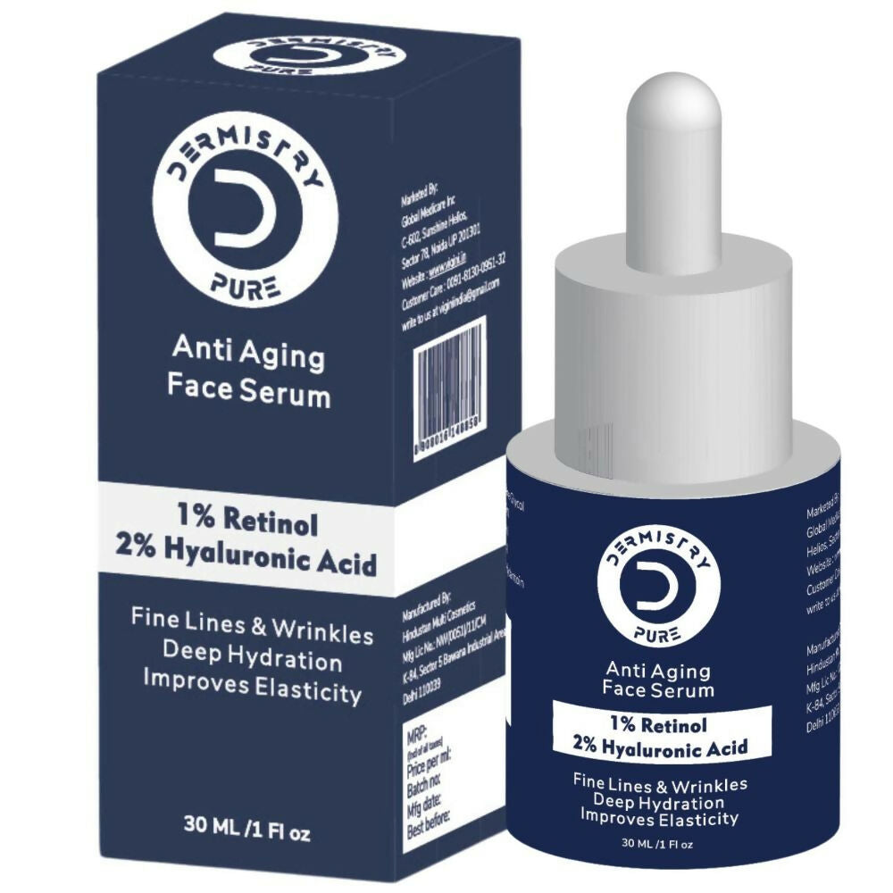 Dermistry Pure 1% Retinol 2% Hyaluronic Acid Anti Aging Moisturizer Face Serum Fine Lines & Wrinkles | Grocsy