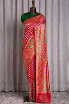 DEIANA'S Beautiful Designer Golden zari Soft Lichi Silk Saree - Red | Grocsy
