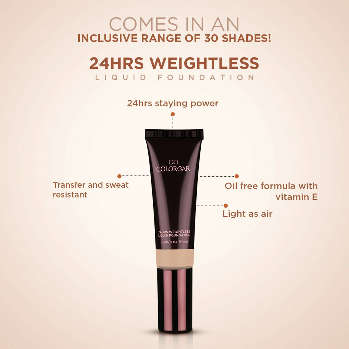Colorbar 24Hrs Weightless Liquid Foundation Fc 2.2 | Grocsy