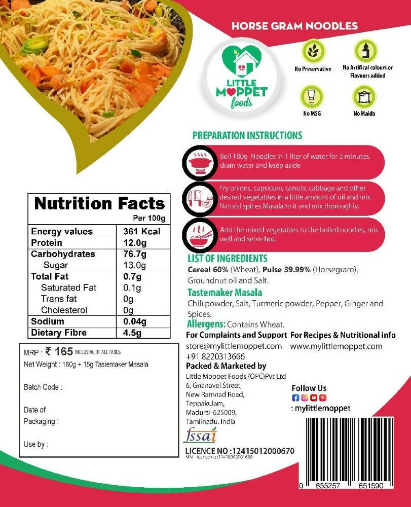 Little Moppet Foods Horse Gram Noodles | Grocsy