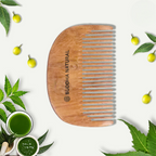 Buddha Natural Beard Kacchi Neem Wooden Comb | Grocsy