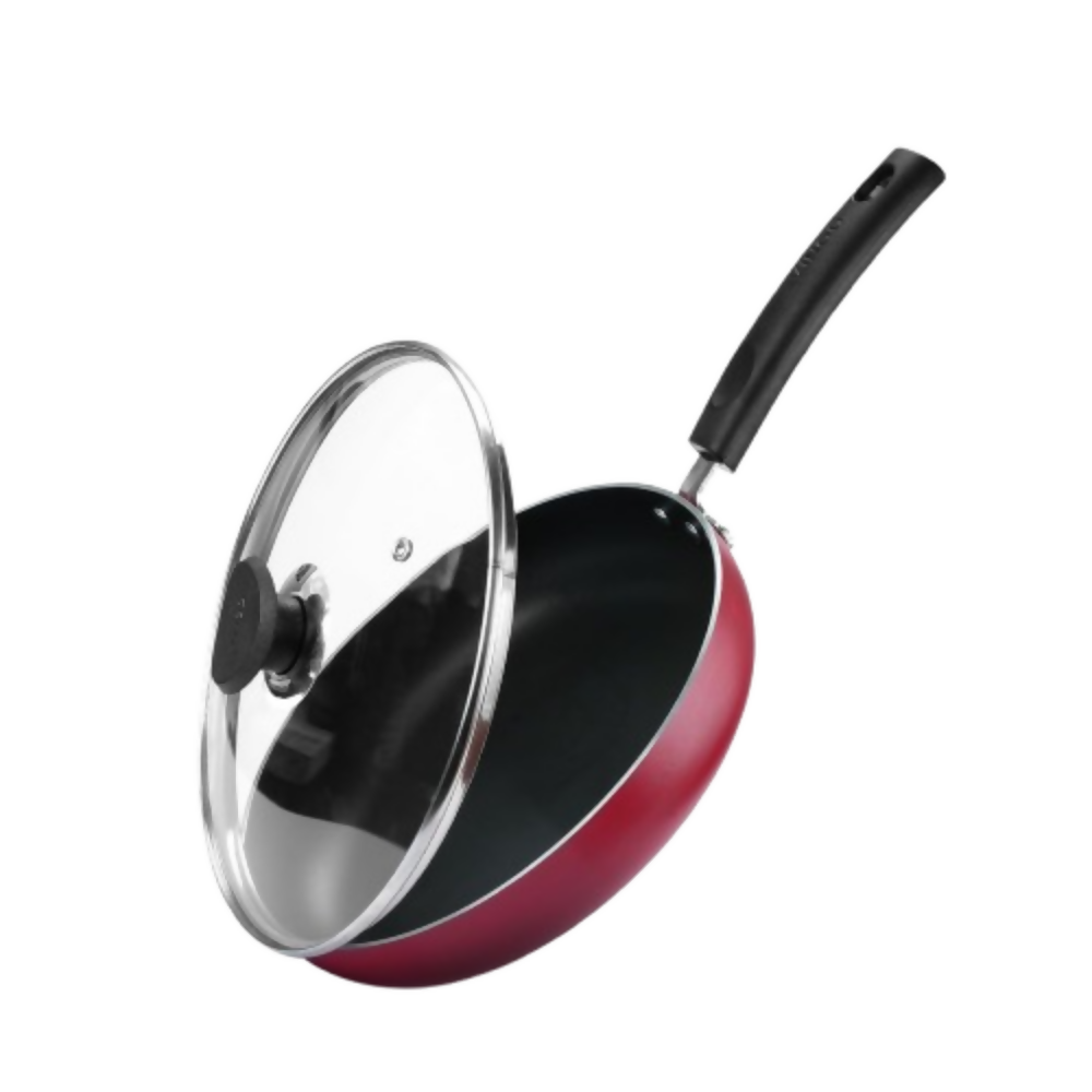 Vinod Zest Inducto Aluminium Non Stick Deep Frypan with Glass Lid | Grocsy