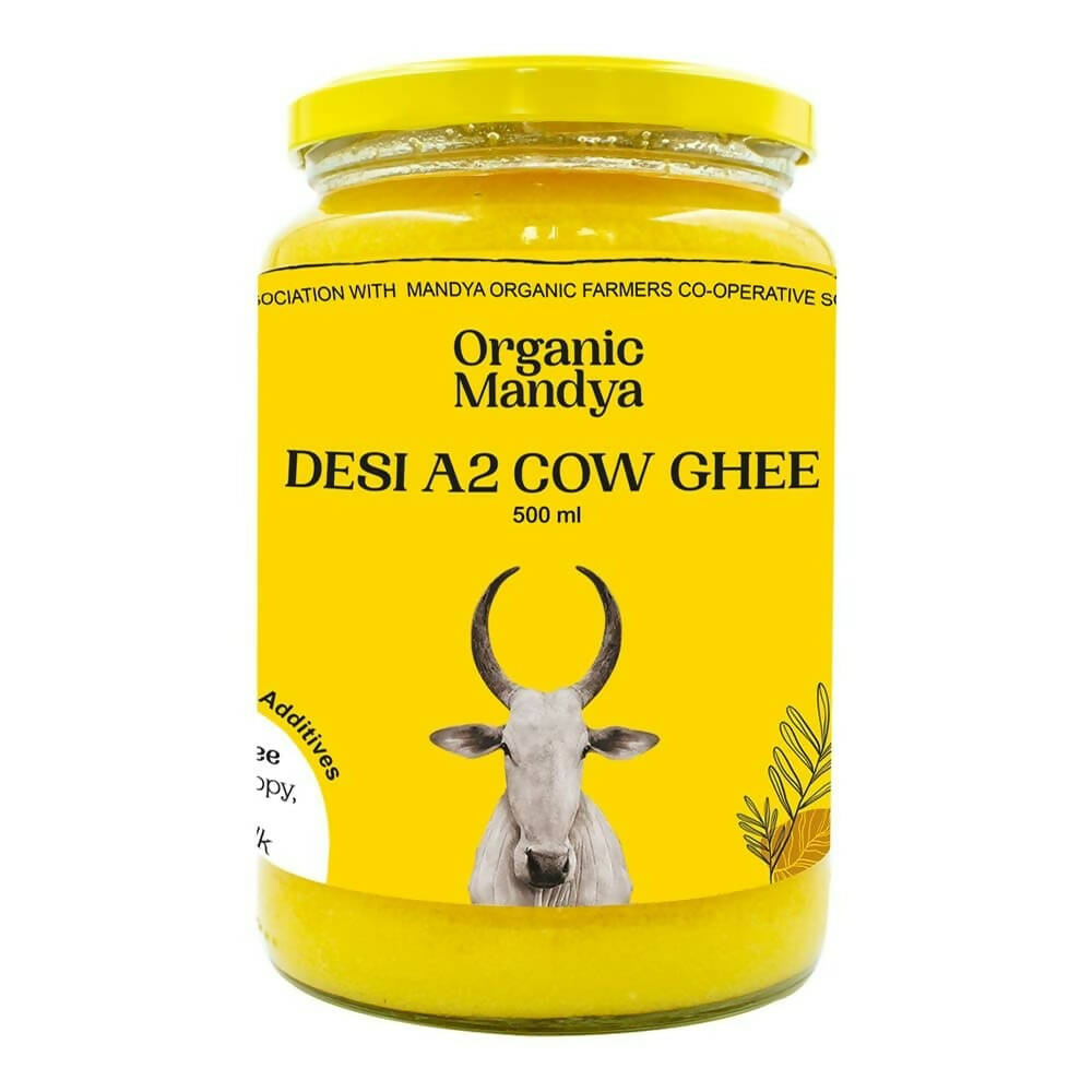 Organic Mandya Premium A2 Desi Ghee | Pure, Natural & Healthy | Forest Grazed, Stress Free Cattle | Ethically Sourced | Glass Jar | Grocsy