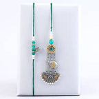 Turquoise Motif Lumba Rakhi Set | Grocsy
