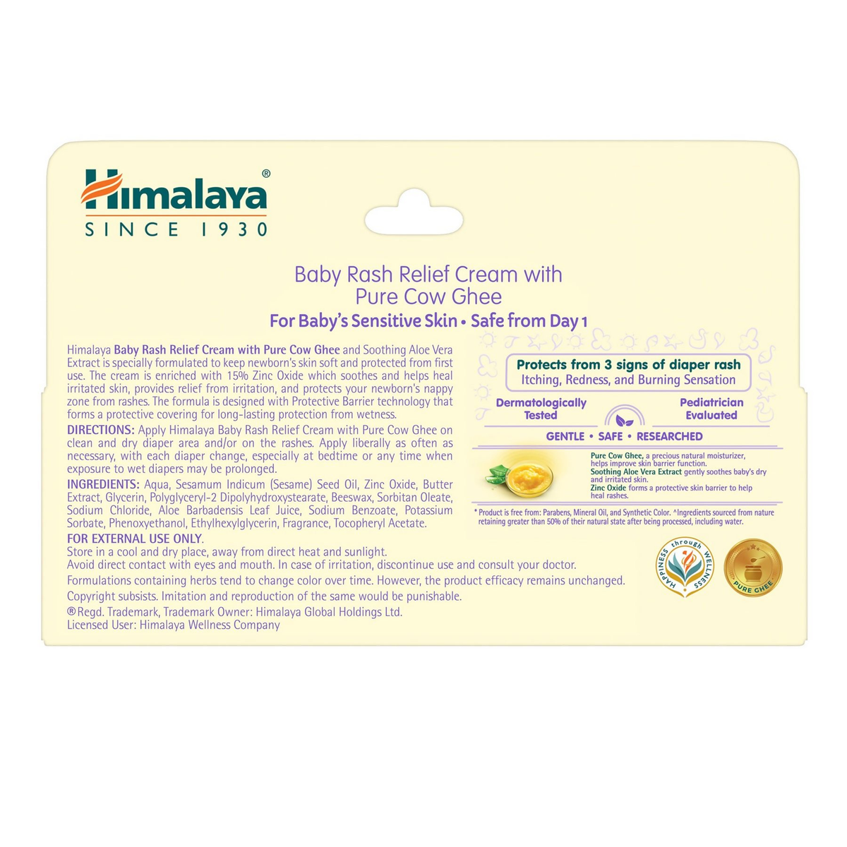 Himalaya Herbals Baby Rash Relief Cream with Pure Cow Ghee | Grocsy