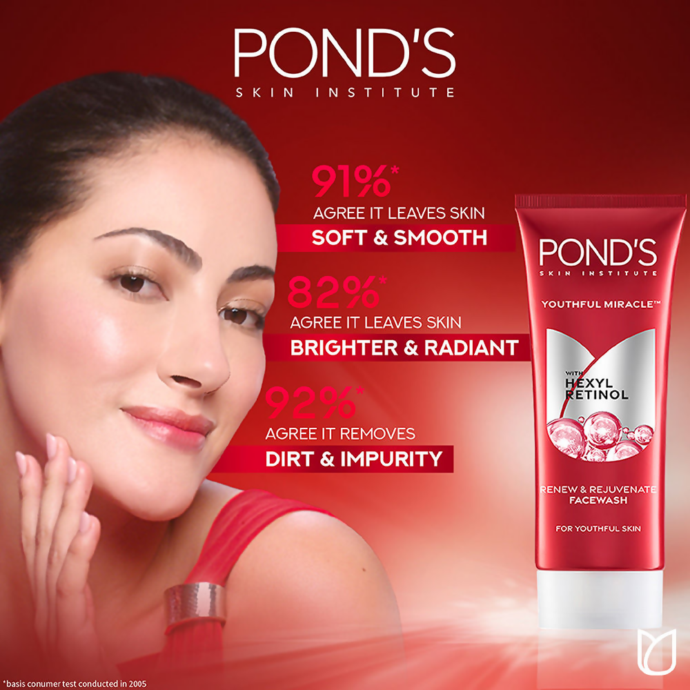 Ponds Youthful Miracle Hexyl Retinol, Renew & Rejuvenate Face Wash | Grocsy